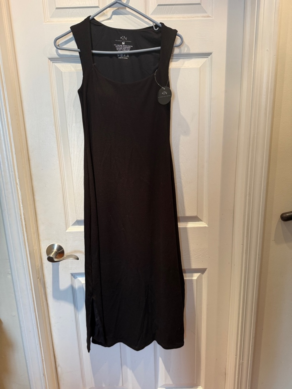 Klassy Network Black Ribbed Maxi Tank Dress